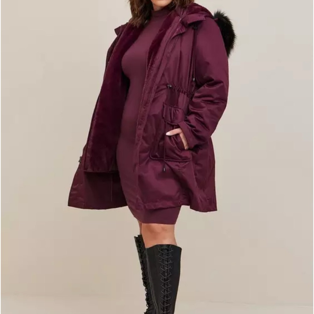 Black Torrid Nylon 3 In 1 Parka Puffer Coat Jacket size 2 - Picture 2 of 11